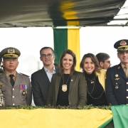 Comandante-geral da BM, coronel Ikeda, chefe da Polícia Civil, delegada Nadine, e comandante dos Bombeiros, cel. Bonfante