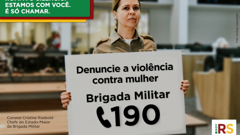 Card Twitter coronel Cristine Rasbold - campanha Rompa o Silêncio - Denúncia a violência contra a mulher