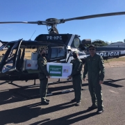 policiais civis carregando vacinas para transporte aéreo