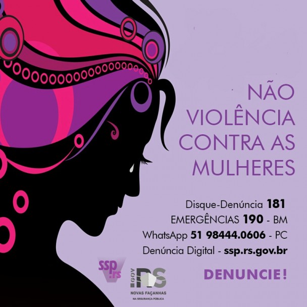 card com contatos da Segurança Pública para a defesa das mulheres