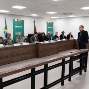 chefe do Observatório da Segurança Pública falando aos participantes da Reunião da SSP em Rio Grande.