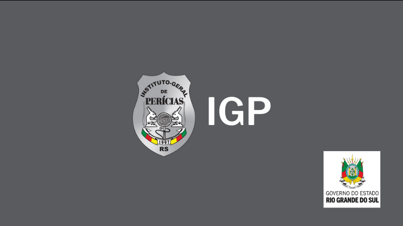A imagem mostra o logo do Instituto Geral de Perícias e do Governo do Estado do Rio Grande do Sul 