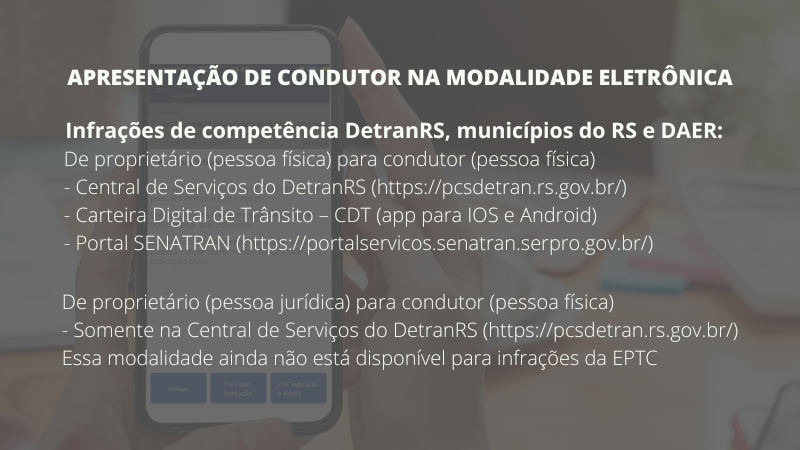 A foto mostra a apresentação de condutor na modalidade eletrônica