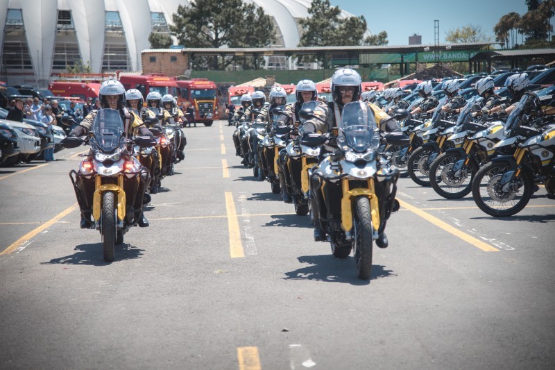 Entre os 135 veículos para a Brigada Militar, foram entregues 20 motocicletas