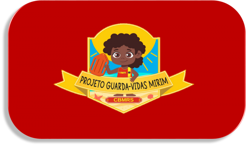 #ParaTodosVerem: Imagem do logo do Projeto Guarda Vidas Mirim, com o desenho de uma criança com uniforme de salva-vidas e uma faixa na frente dela com a escrita: "Projeto Guarda-Vidas Mirim". Fim da descrição.