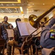 A foto mostra a banda da Brigada Militar