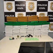 A foto mostra a apreensão de maconha em Pelotas