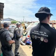 A foto mostra agentes de segurança em operação