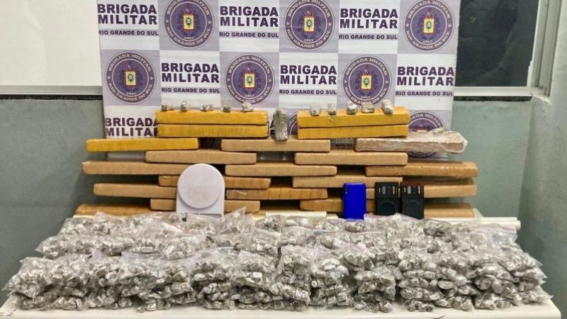 Imagem de drogas apreendidas pela Brigada Militar